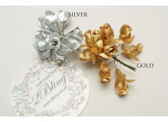 Artificial Flower on wire "Mini Buds (silver/gold)" - 1.5 cm - Pack of 12